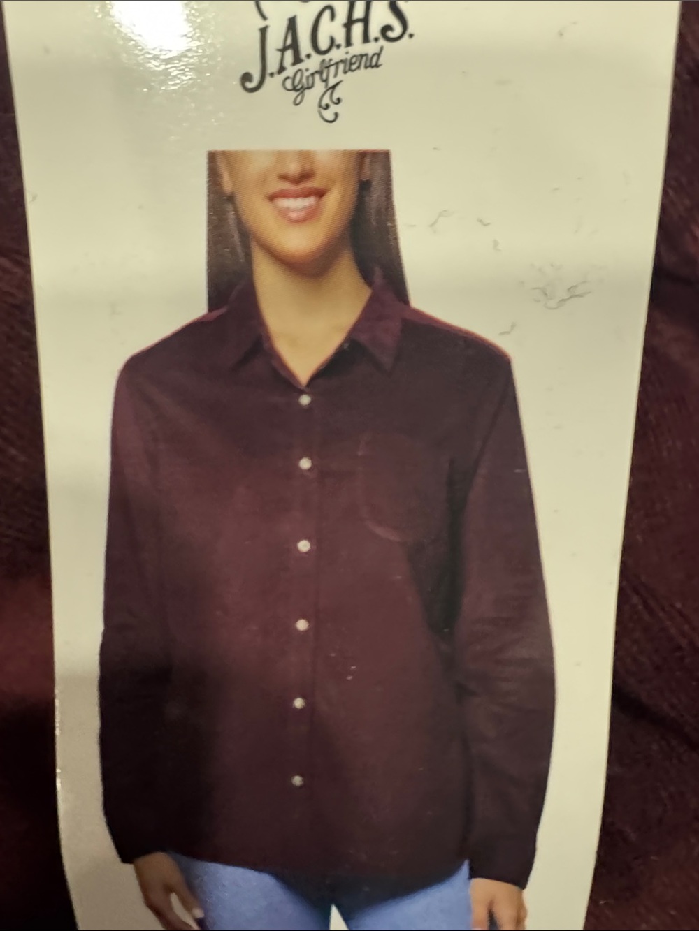 JACHS Girlfriend Burgundy Long-Sleeve Button-Down Shirt